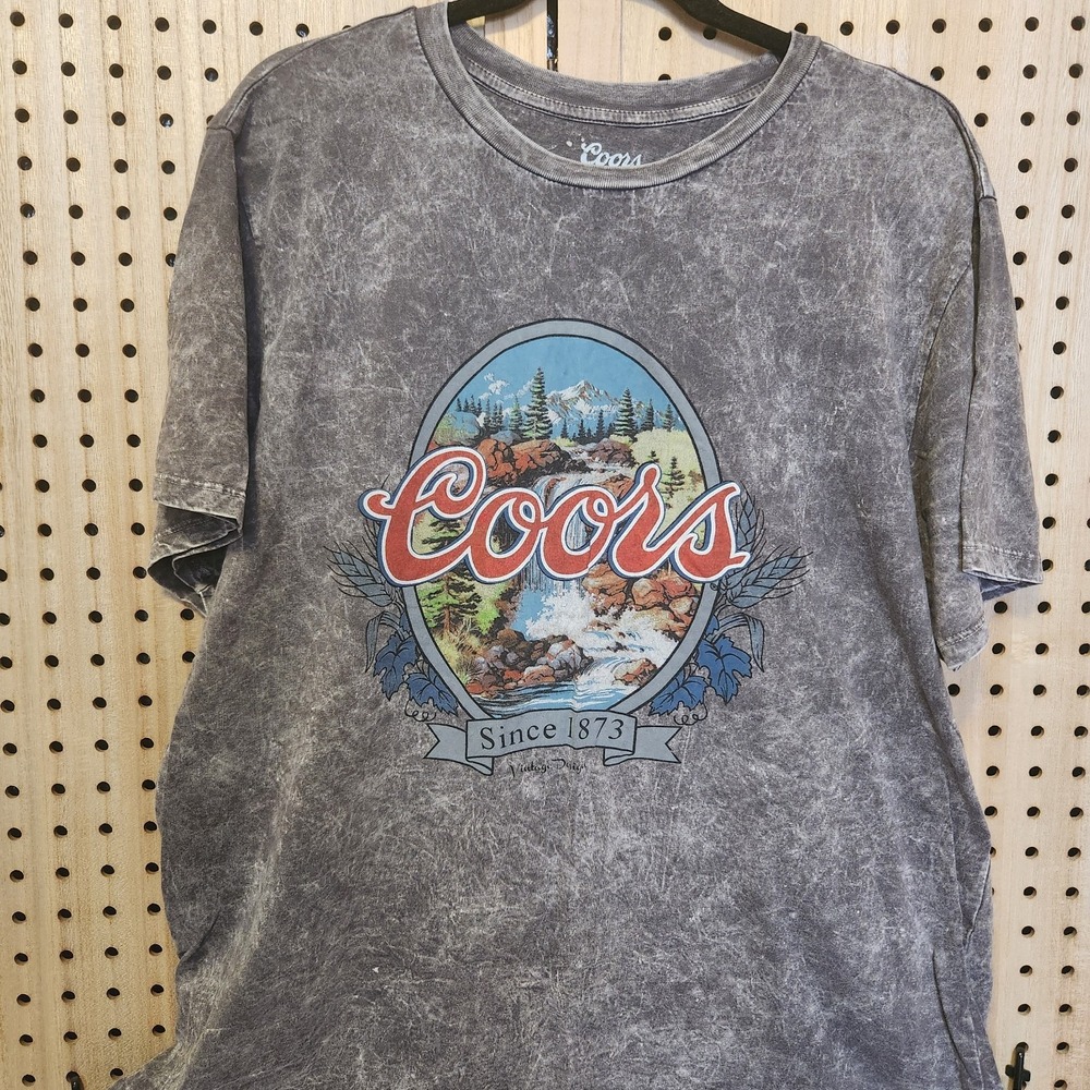 2 XL Coors Banquet Gray Tie Dye Graphic Beer Collection T Shirt 100% Cotton